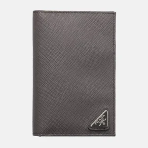 Saffiano Leather Passport Holder Grey