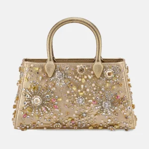 Serpentine Crystal-Embellished Top-Handle Bag