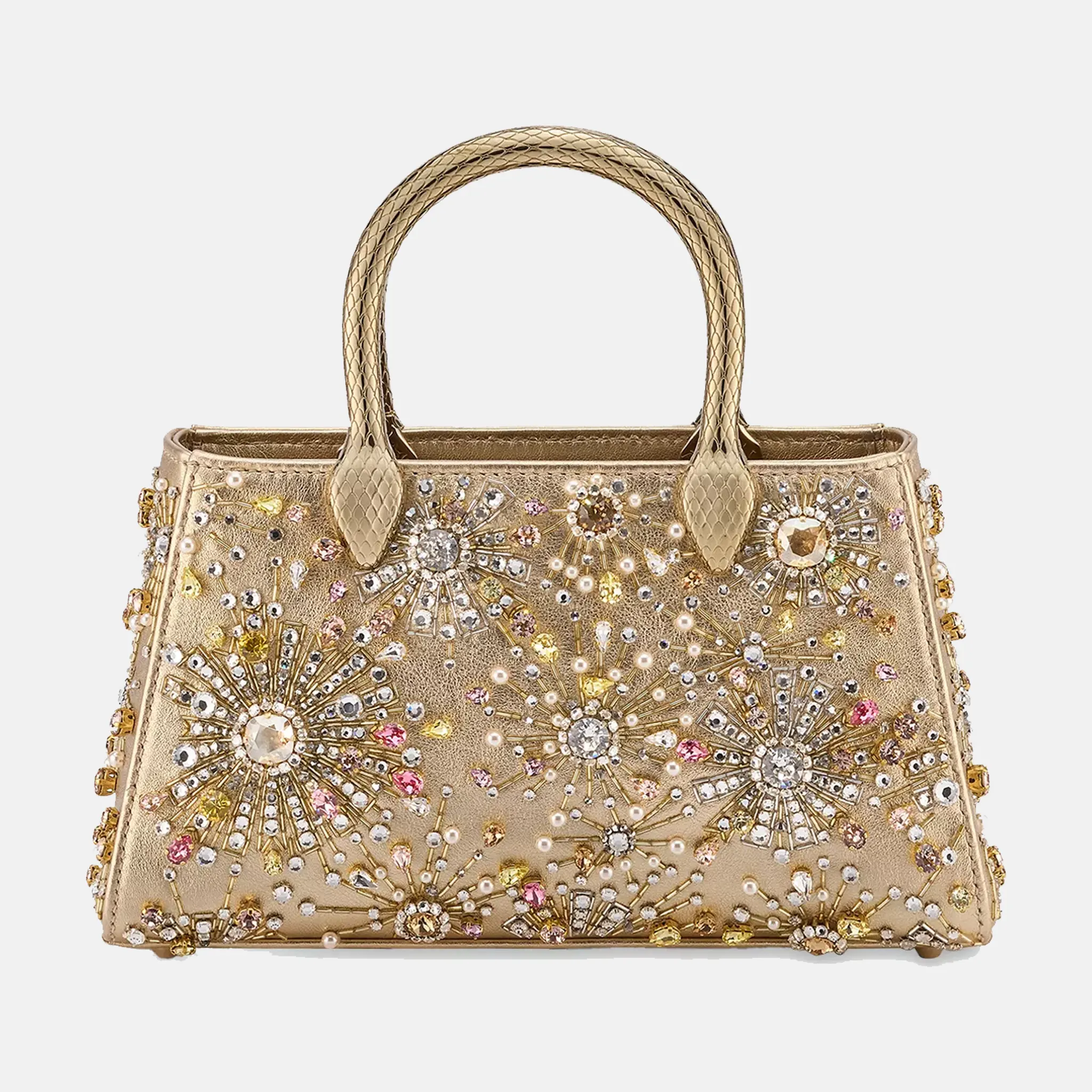 Serpentine Crystal-Embellished Top-Handle Bag