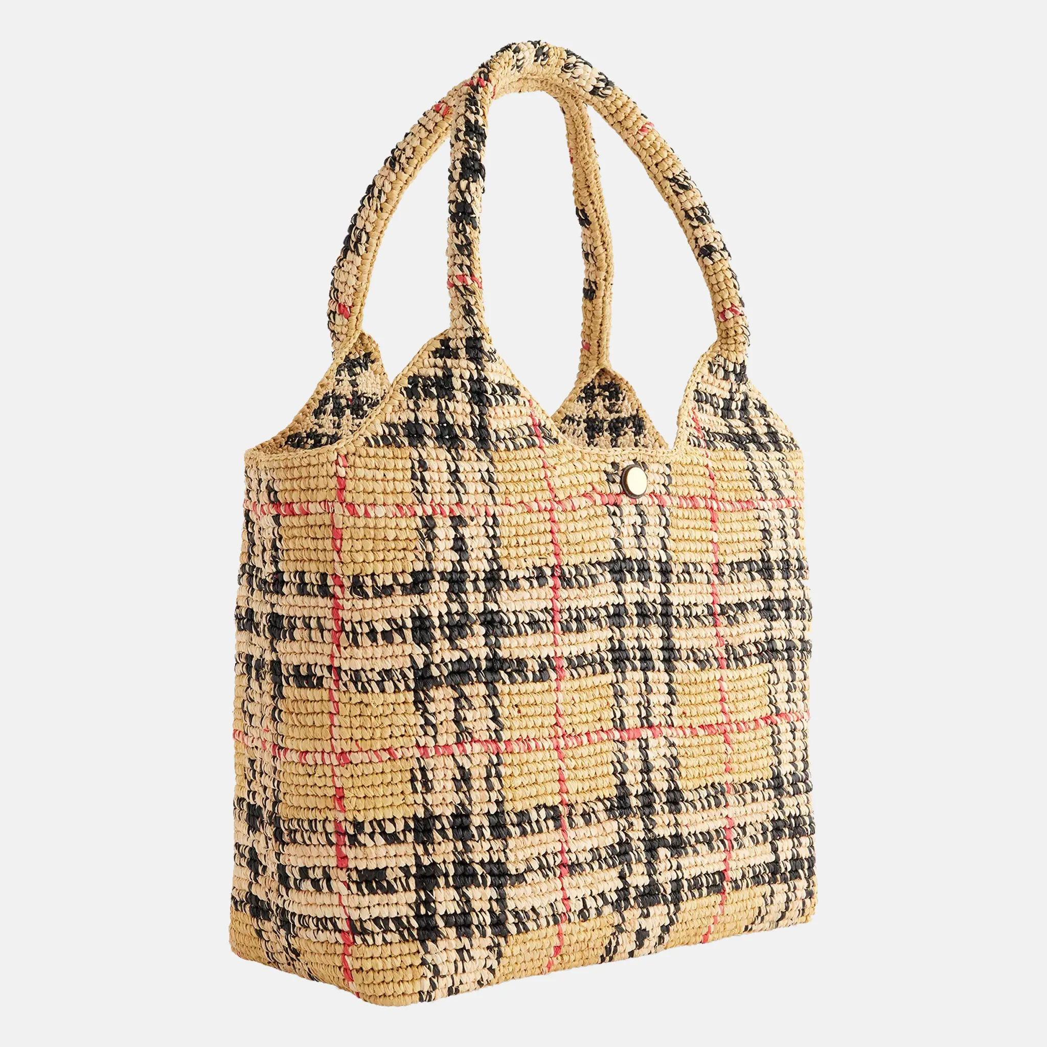 Small Margate Check Raffia Bag
