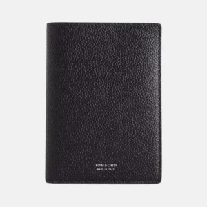 T Line Black Leather Passport Holder