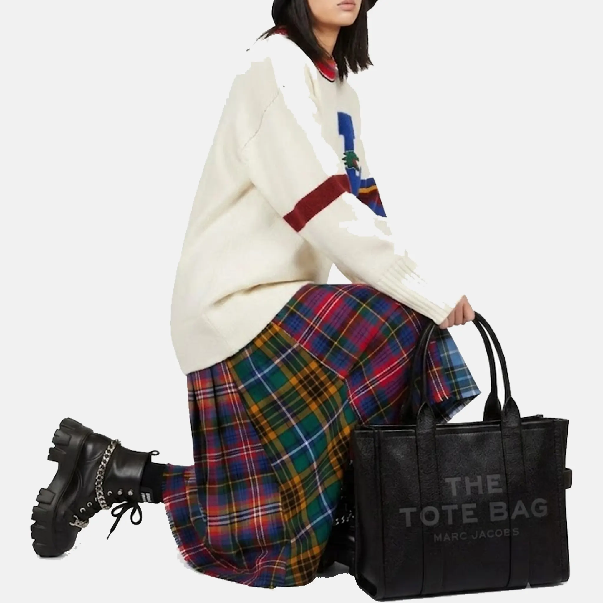 The Black Leather Large Tote Bag