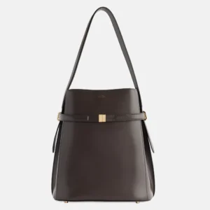 Belted Bark Leather Bucket Bag