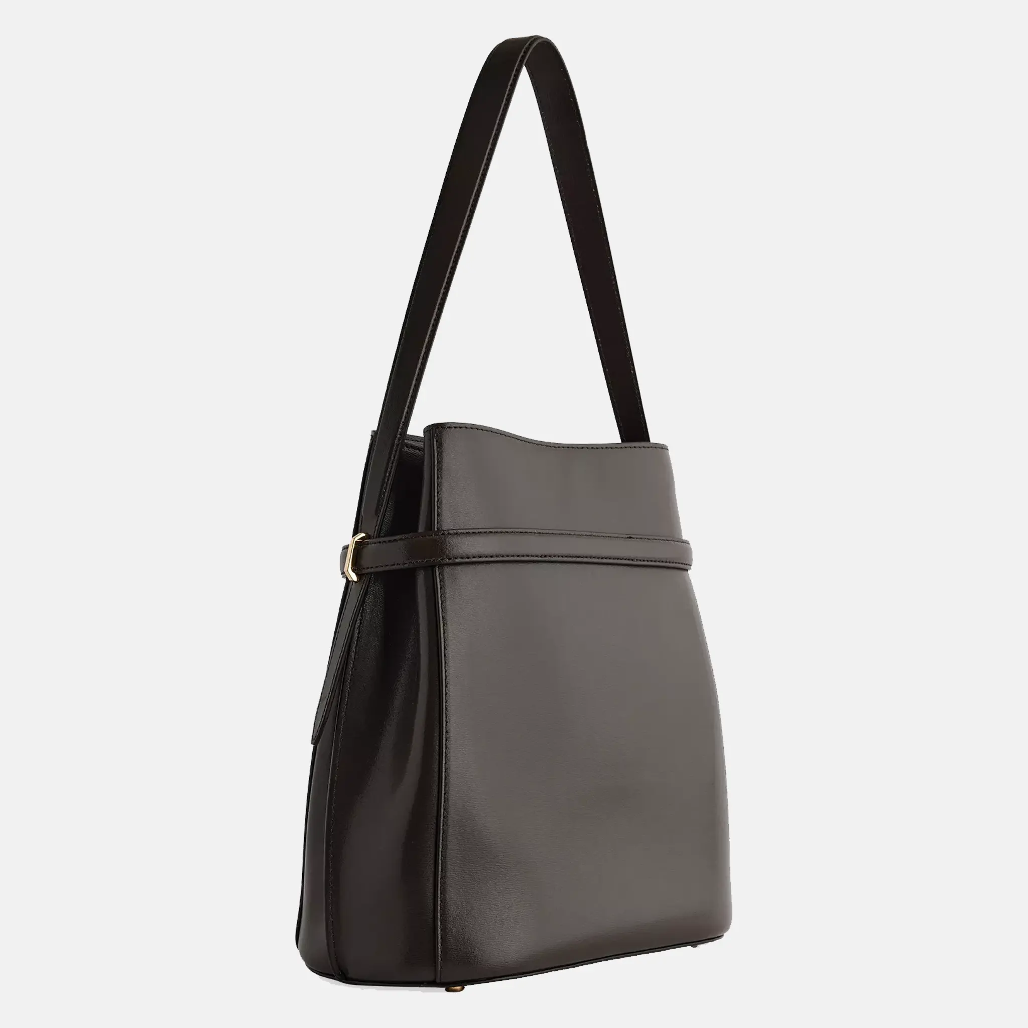 Belted Leather Bucket Bag Back