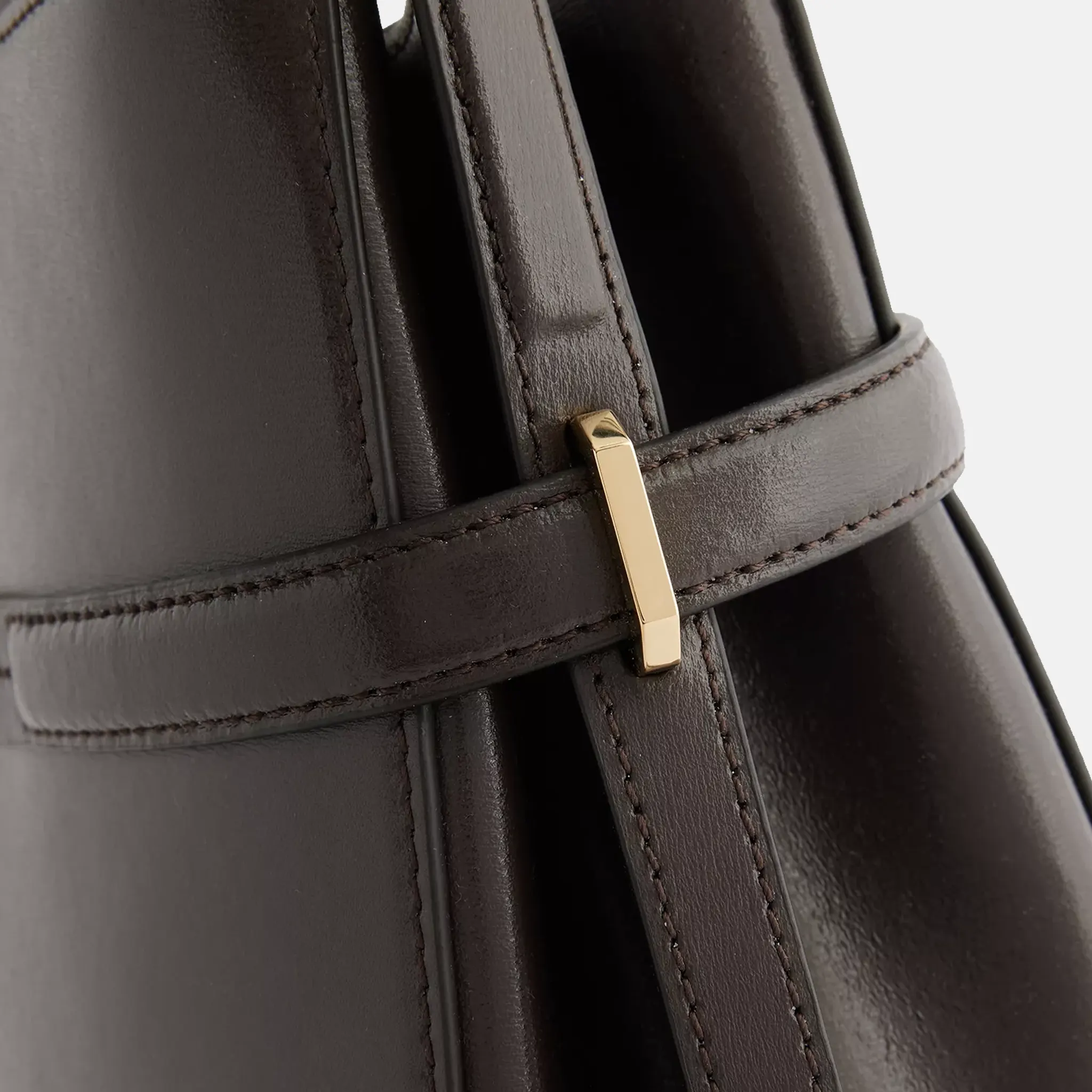 Belted Leather Bucket Bag