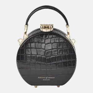 Hat Box mini croc-embossed cross-body bag