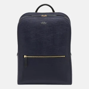 Panama Branded Blue Leather Backpack