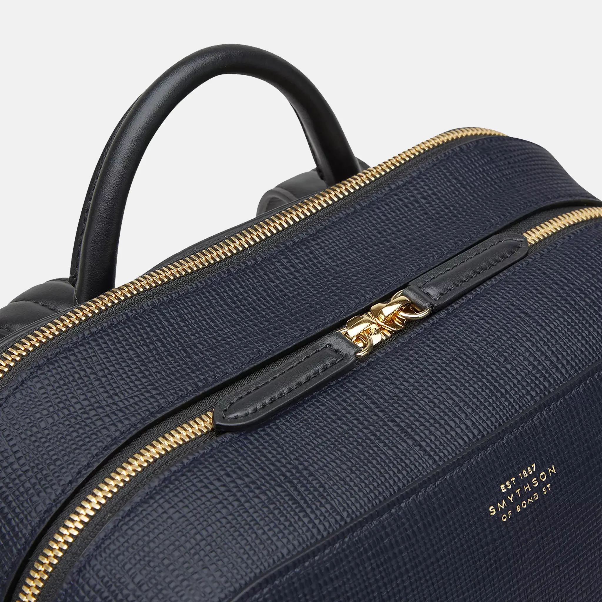 Panama Branded Leather Blue Backpack