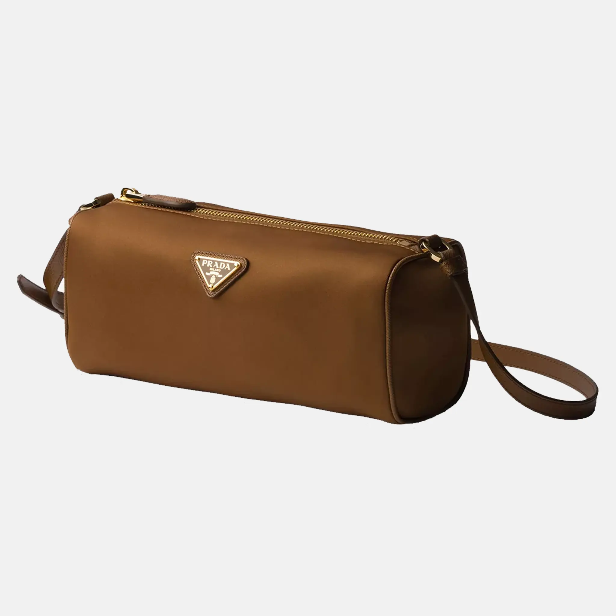 Triangle brown nylon pouch