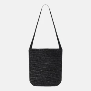 Lori Black Raffia Shoulder Bag