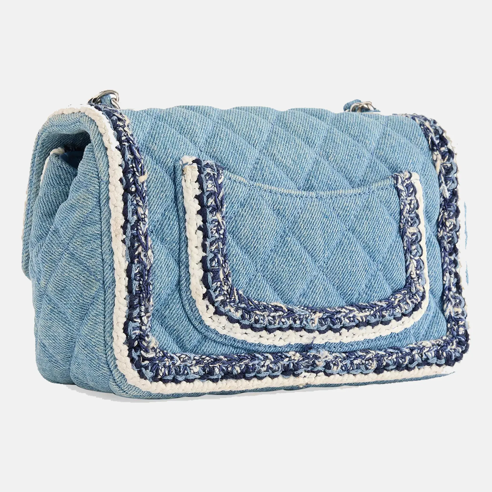 Pre-Loved Chanel Classic Braided Single Denim Shoulder Bag