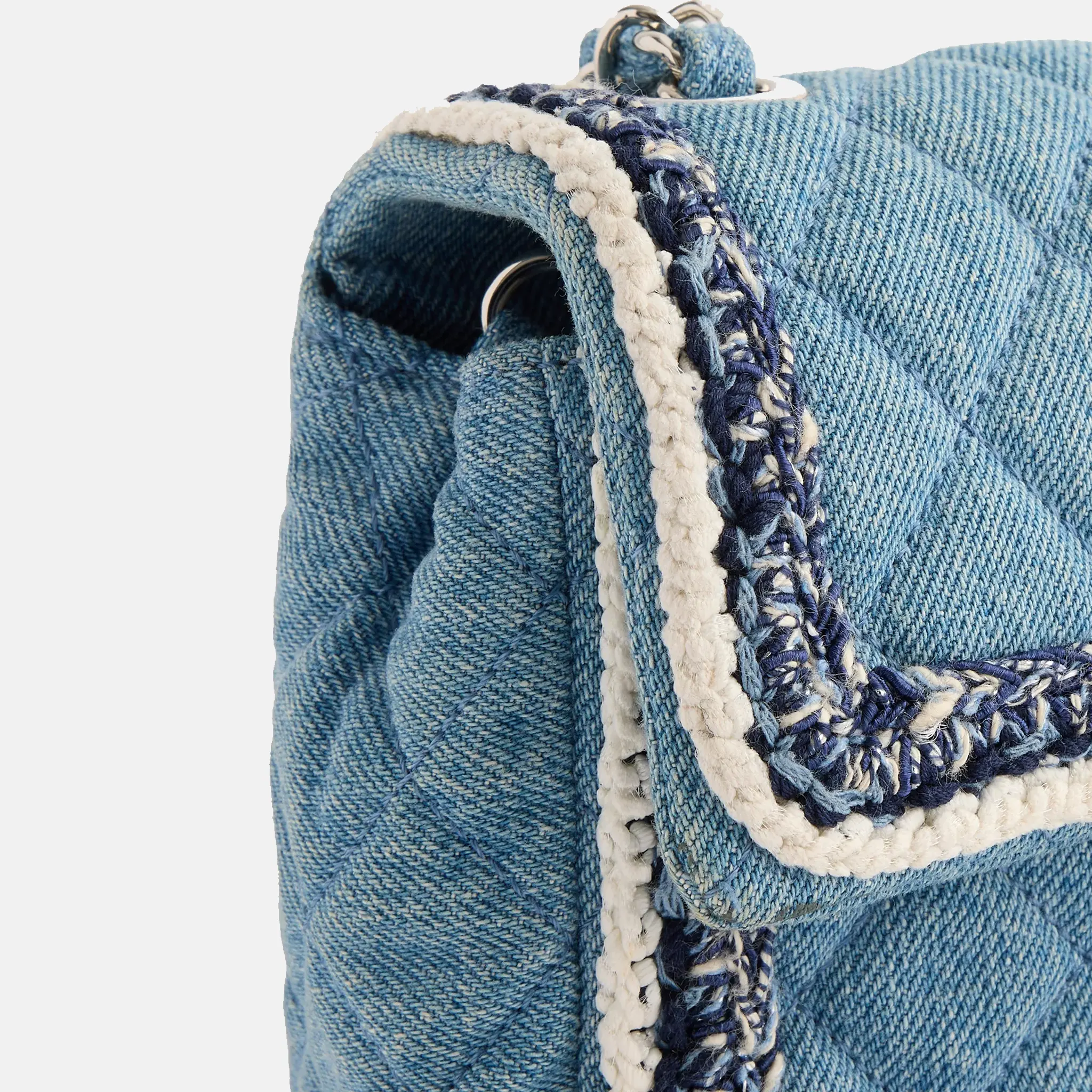 Pre-Loved Chanel Classic Braided Single-Flap Mini Denim Shoulder Bag